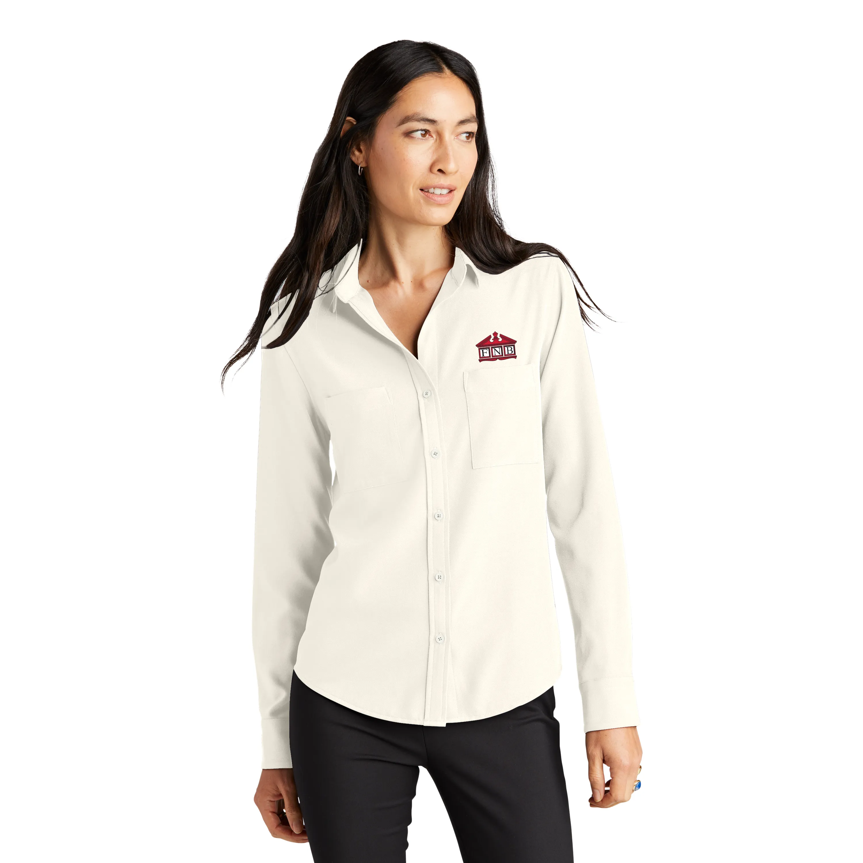 Mercer Mettle - Ladies Stretch Crepe Long Sleeve Camp Blouse. MM2013.