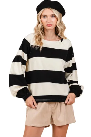 Mittoshop Striped Snap Shoulder Long Sleeve T-Shirt