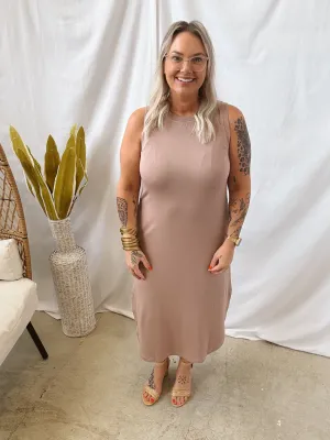 Mocha Round Neck Maxi Dress