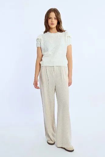 Molly Bracken Off White Short Sleeve Sequin Jumper
