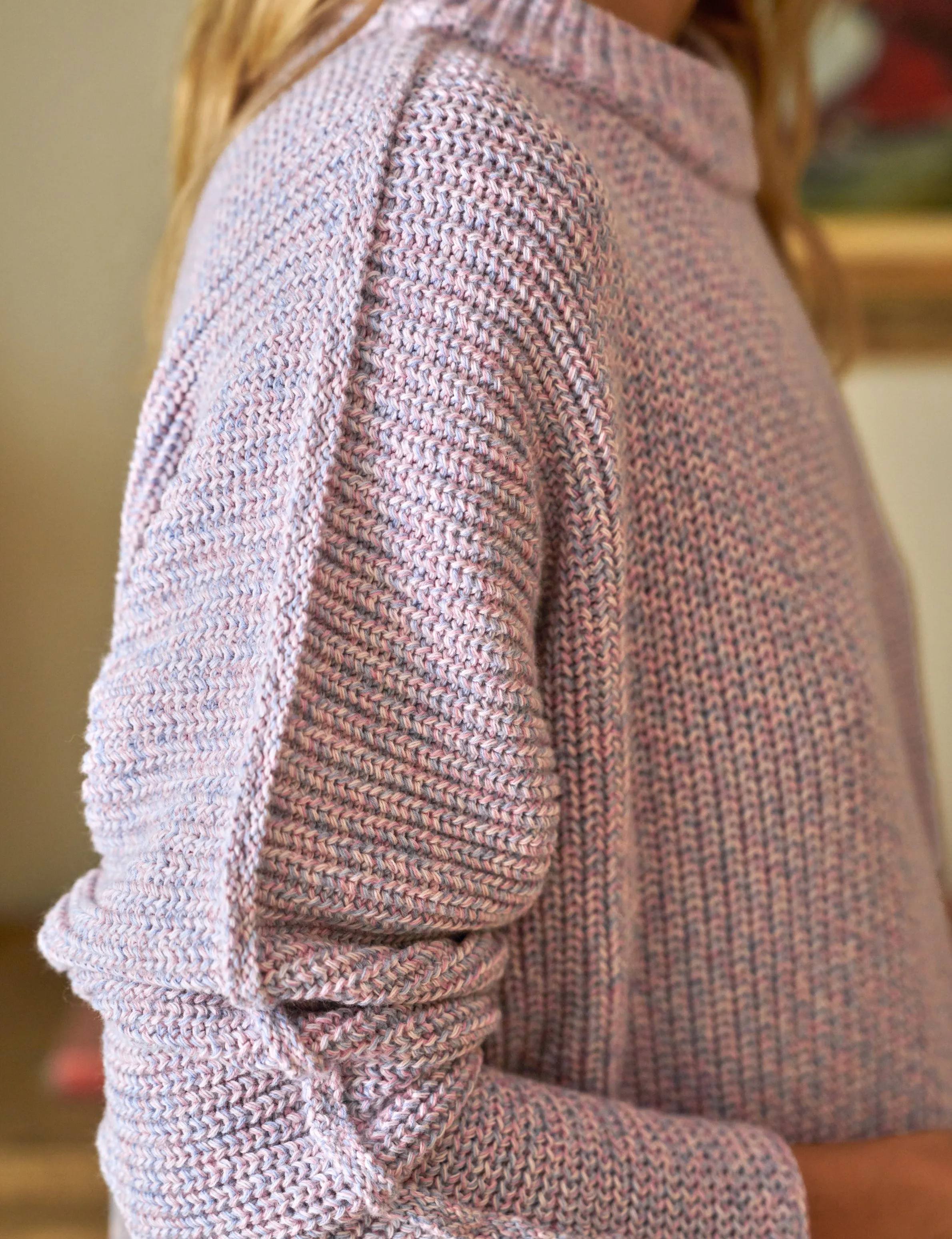 MONTECITO SWEATER Pink and Blue Marl, Pure Italian Cotton