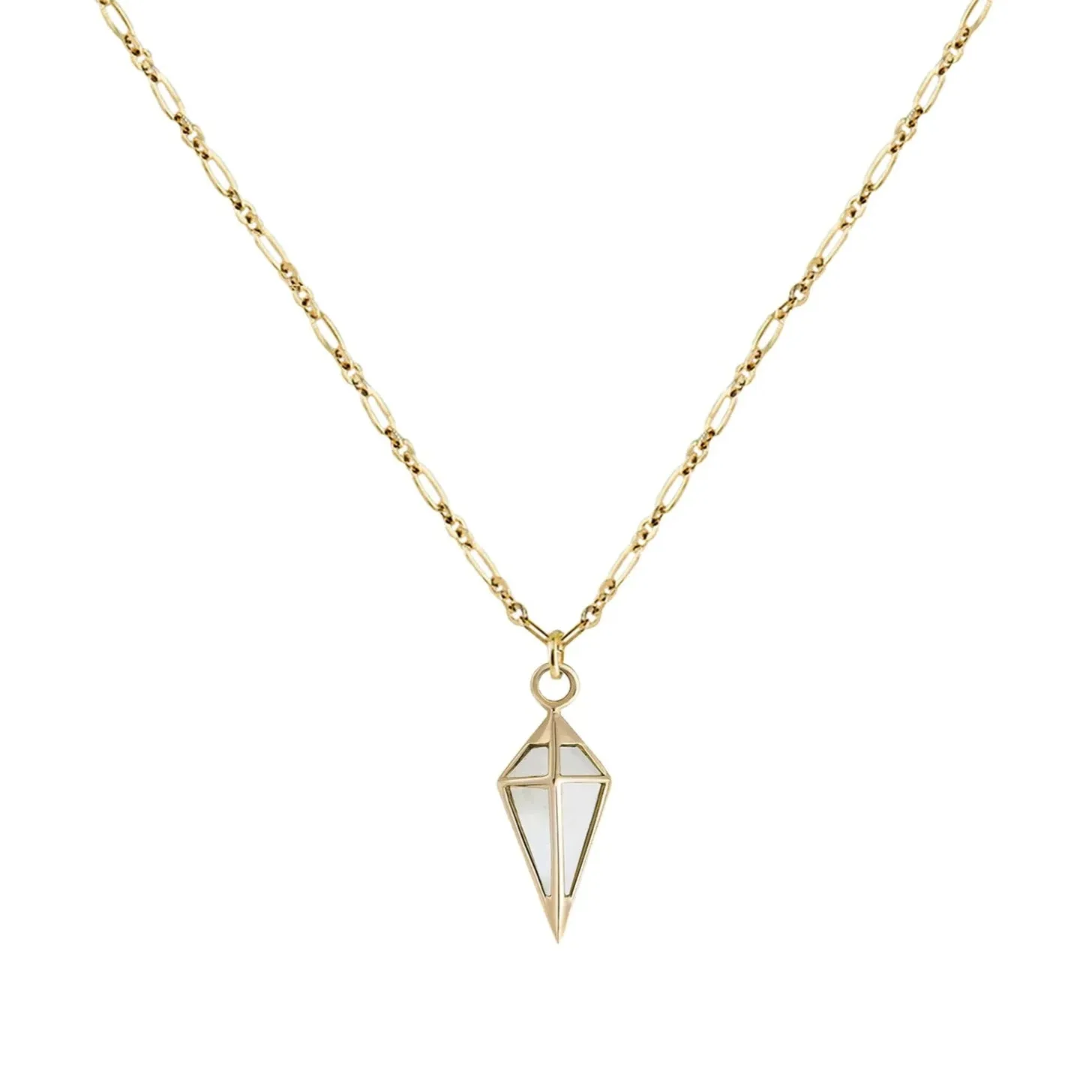 Moonstone Short Point Pendulum Plaque Necklace