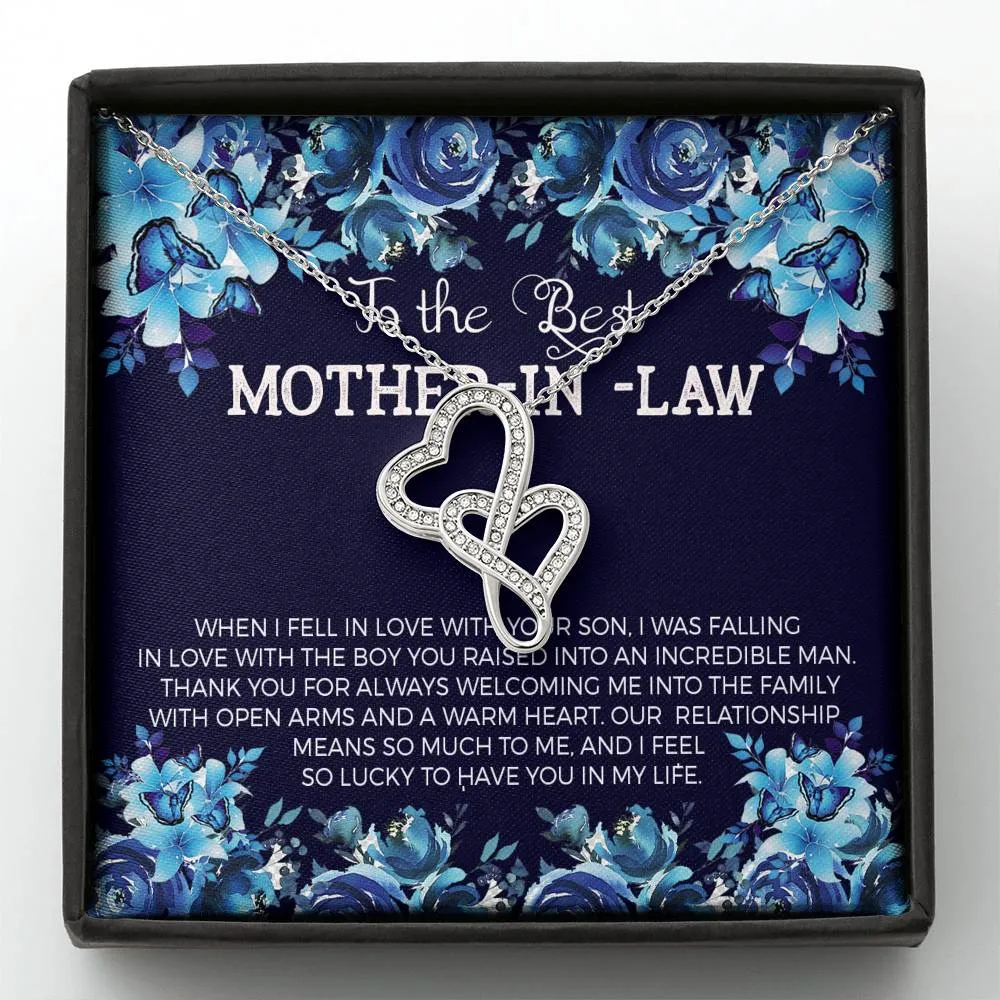 Mother In Law Double Hearts Necklace-Lucky to have you