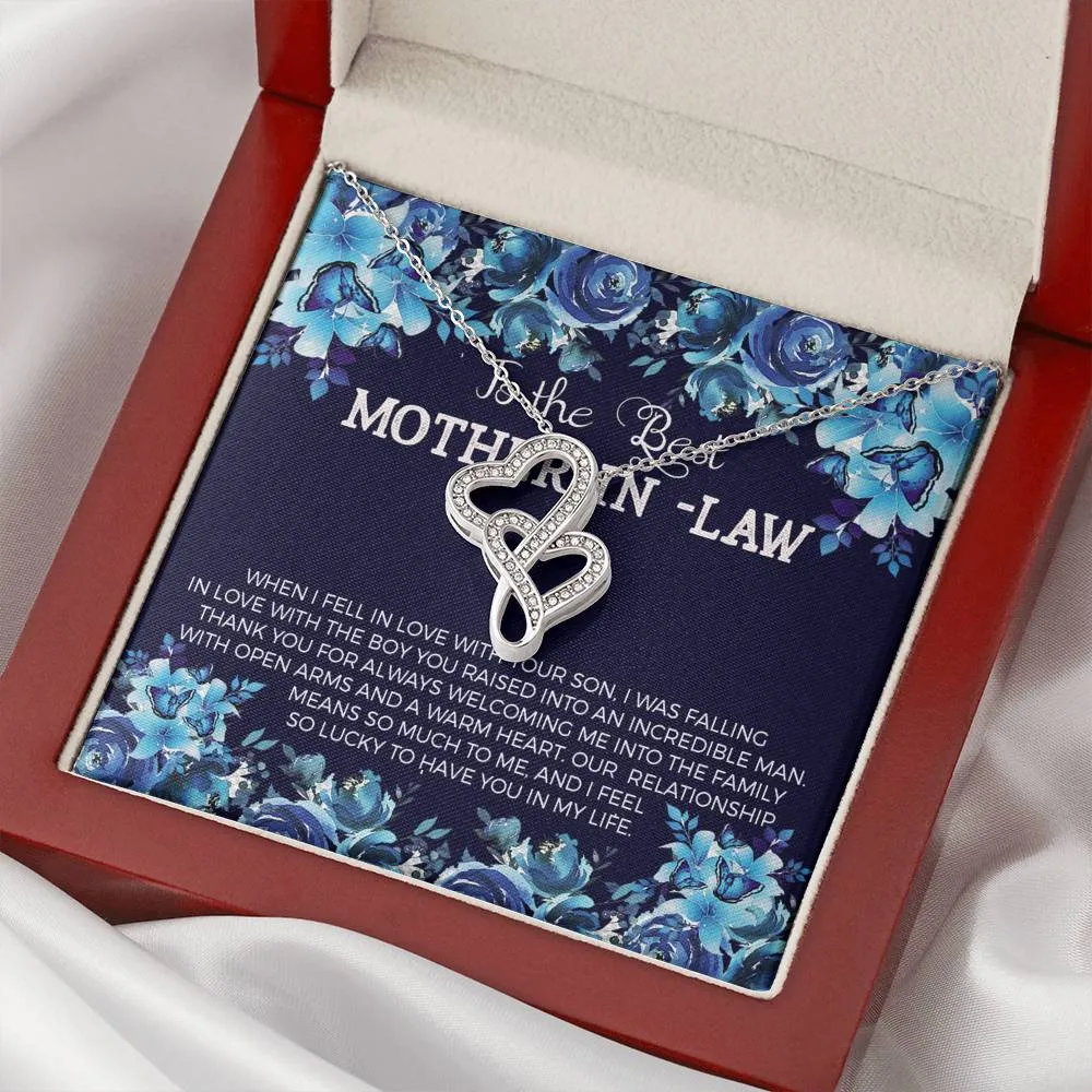 Mother In Law Double Hearts Necklace-Lucky to have you