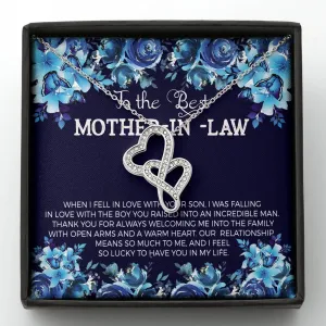 Mother In Law Double Hearts Necklace-Lucky to have you