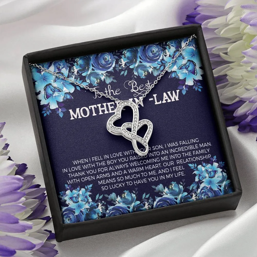 Mother In Law Double Hearts Necklace-Lucky to have you