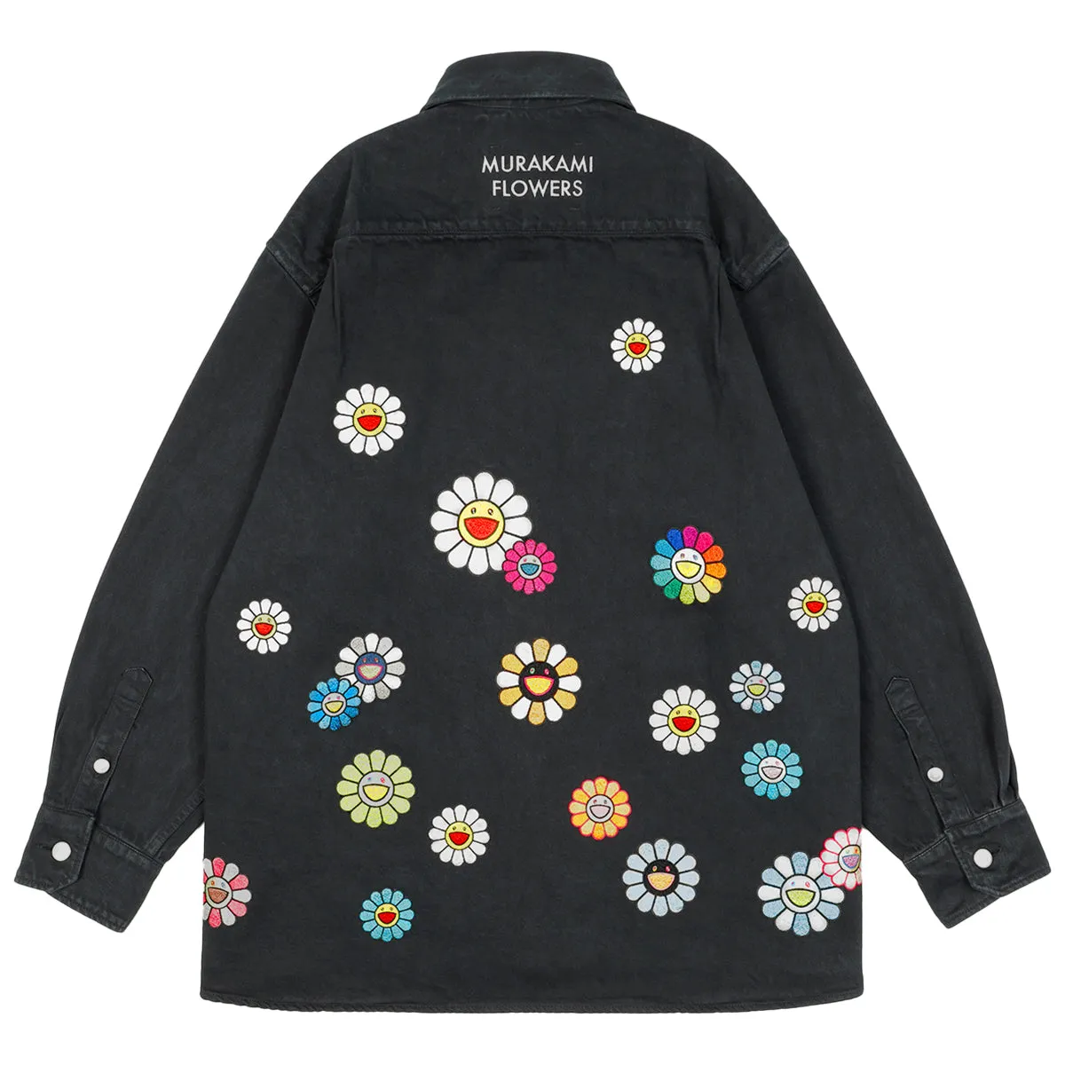 Murakami Flowers Embroidery Patch Cotton Shirts
