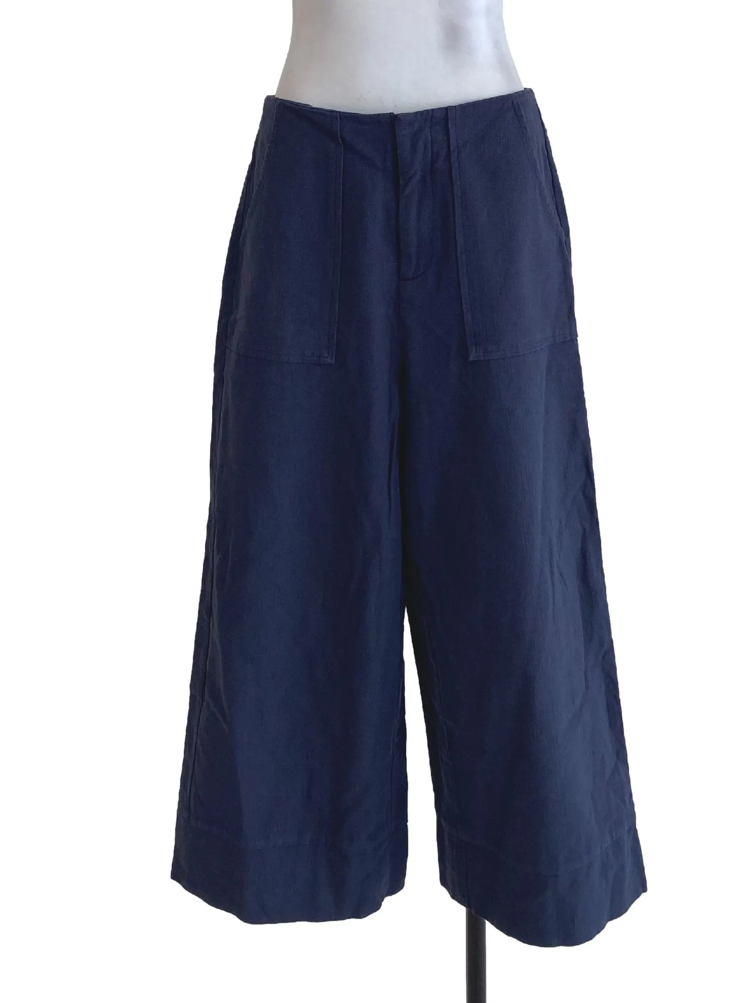 Navy Blue Textured Pants