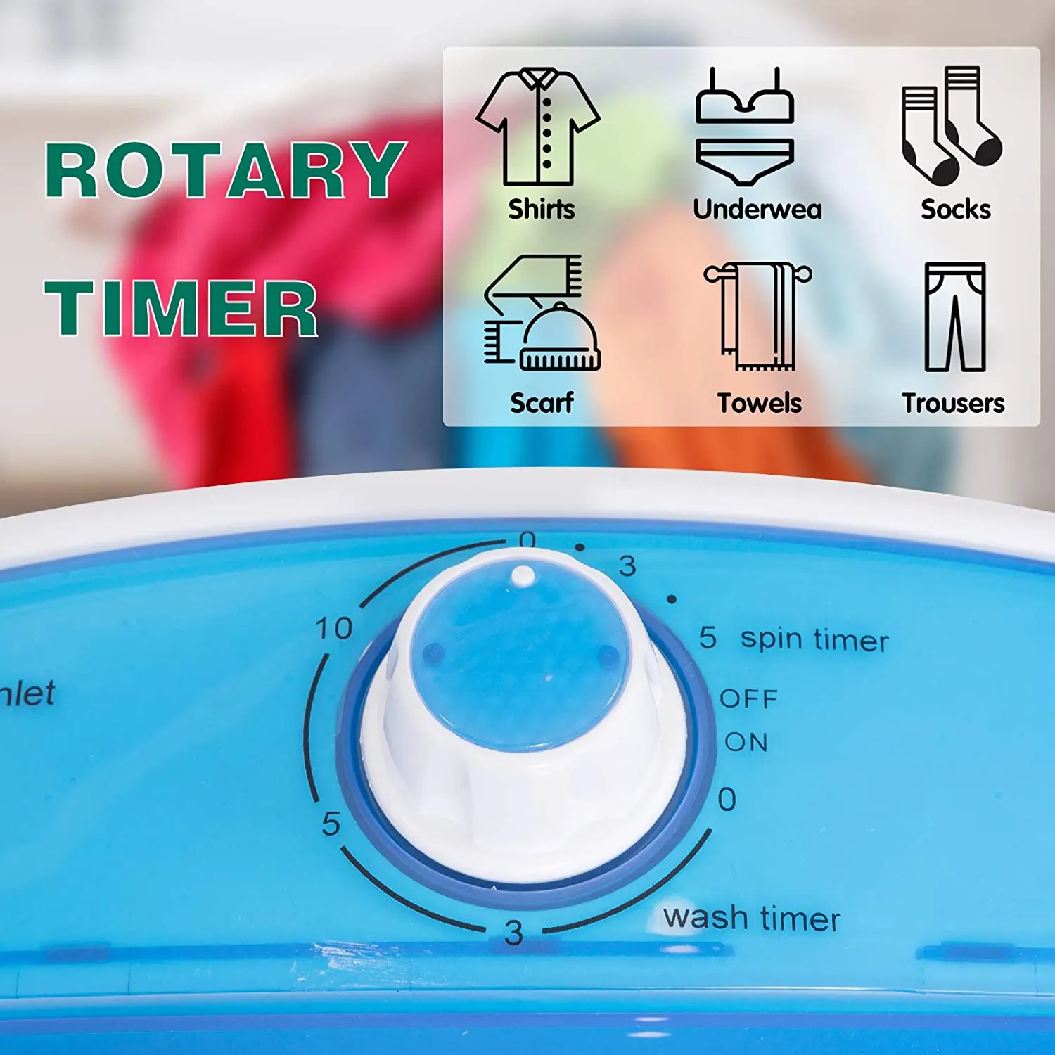New in box! Renatone 5.5lbs Mini 2 in 1 Washing Machine w/Spin Dryer, Portable Clothing Washer Single Tub, Compact w/ Cycle Basket and Drain Hose! Great for RV, Camping, Dorm
