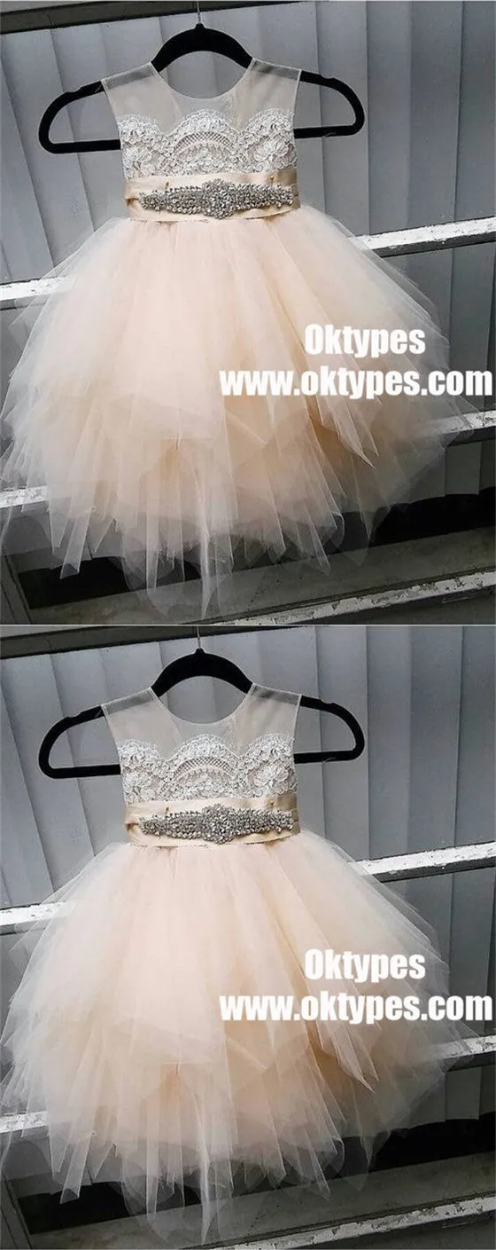 Newest Scoop V-back Lovely Tulle Flower Girl Dresses, TYP0926
