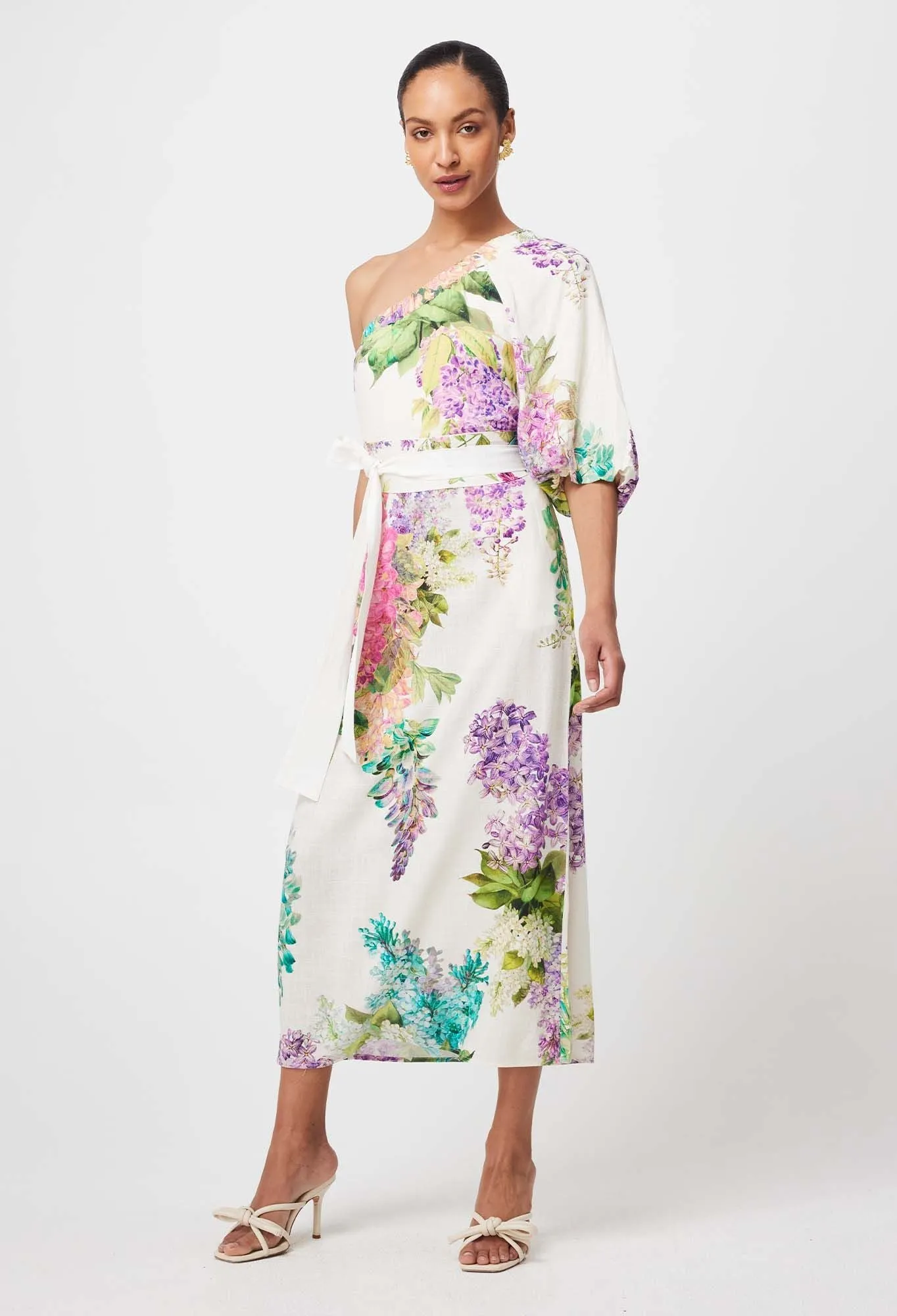 Once Was - Bahia Linen Viscose Dress - Wisteria Alba