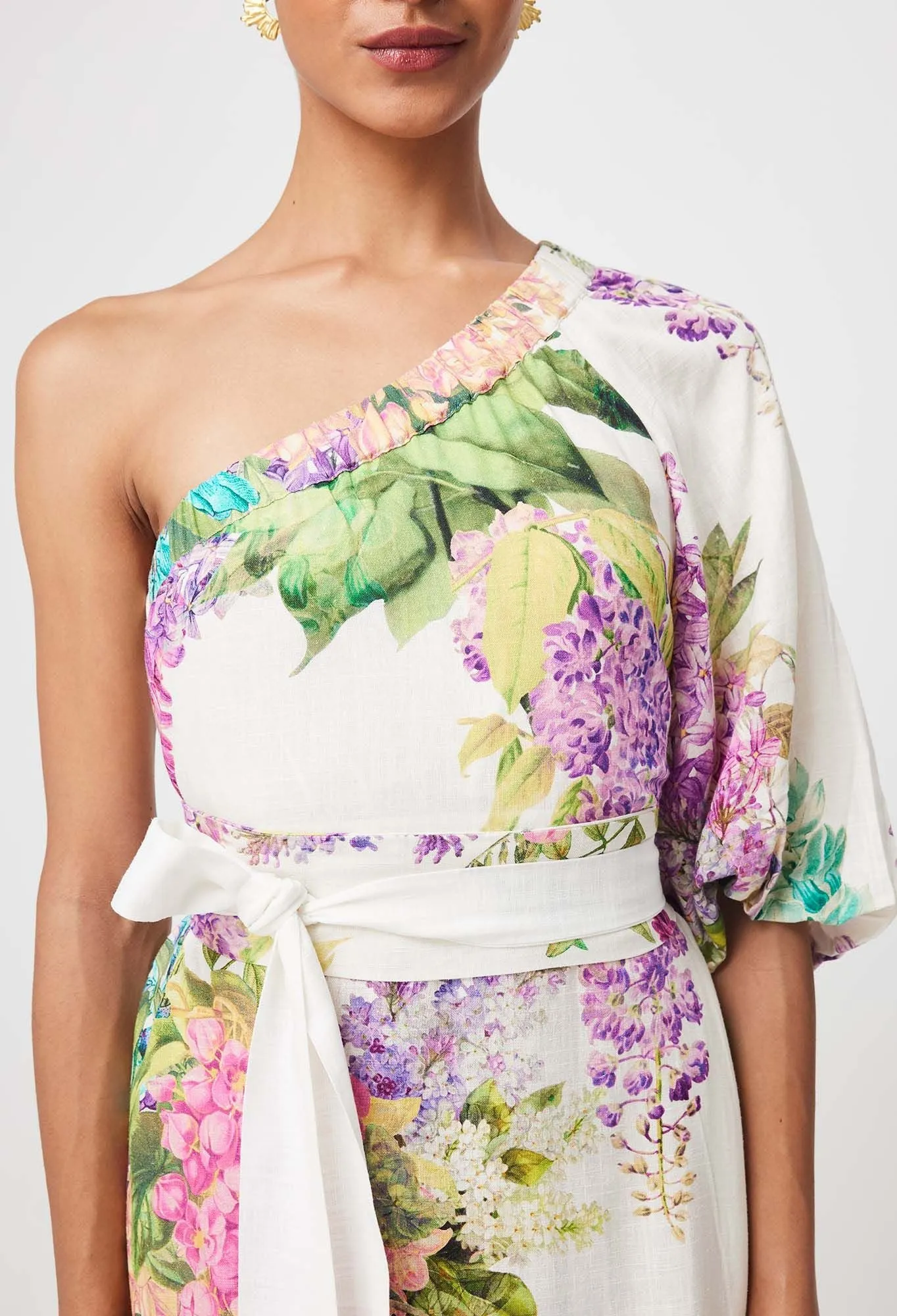 Once Was - Bahia Linen Viscose Dress - Wisteria Alba