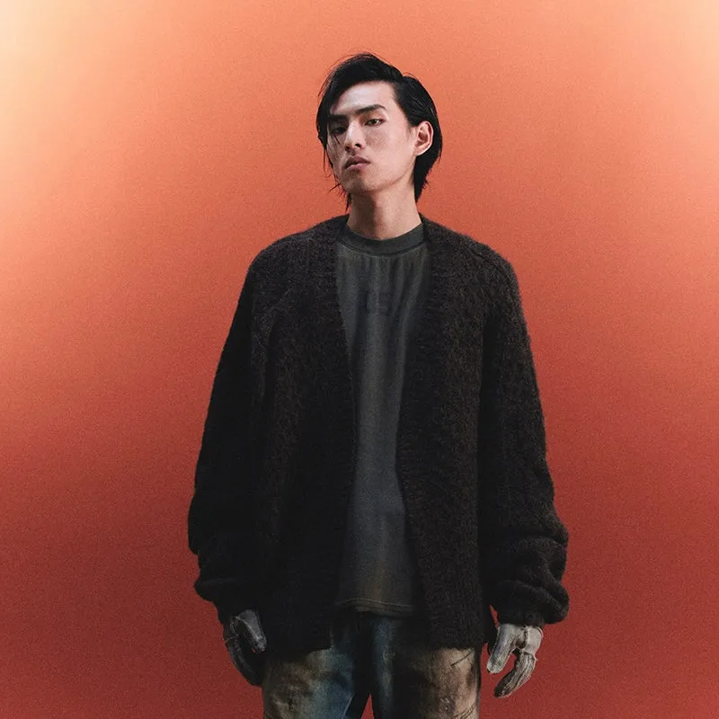 Oversized Textured Wool Cardigan