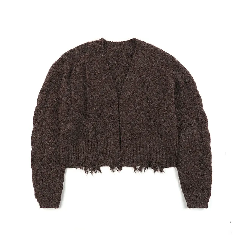 Oversized Textured Wool Cardigan