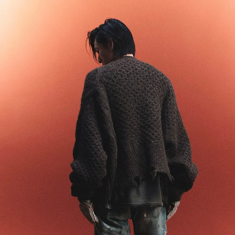 Oversized Textured Wool Cardigan