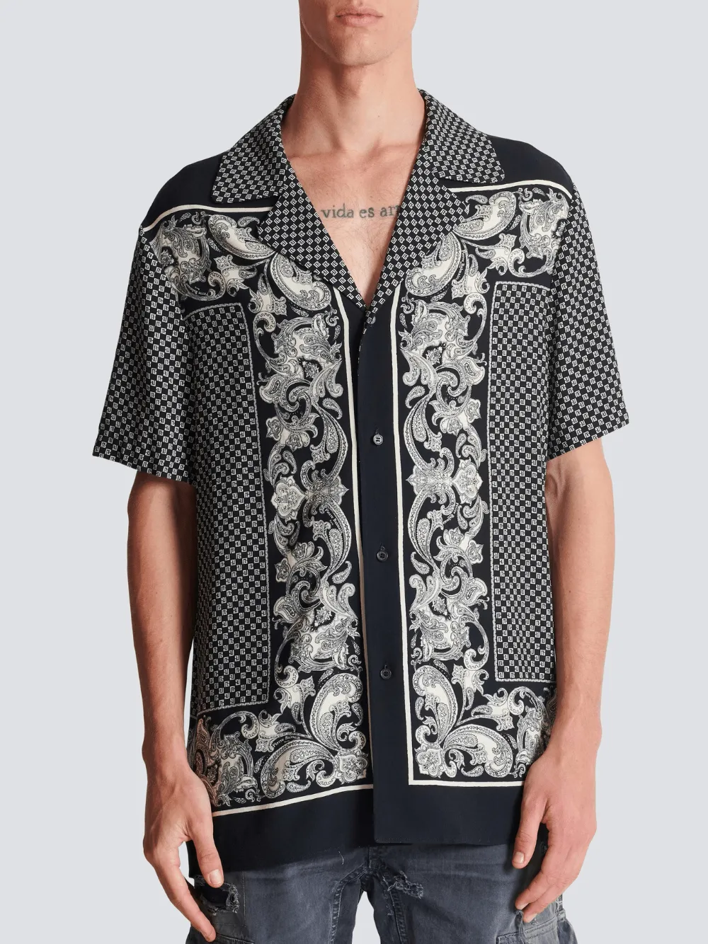 Paisley-Print Viscose Short-Sleeved Shirt