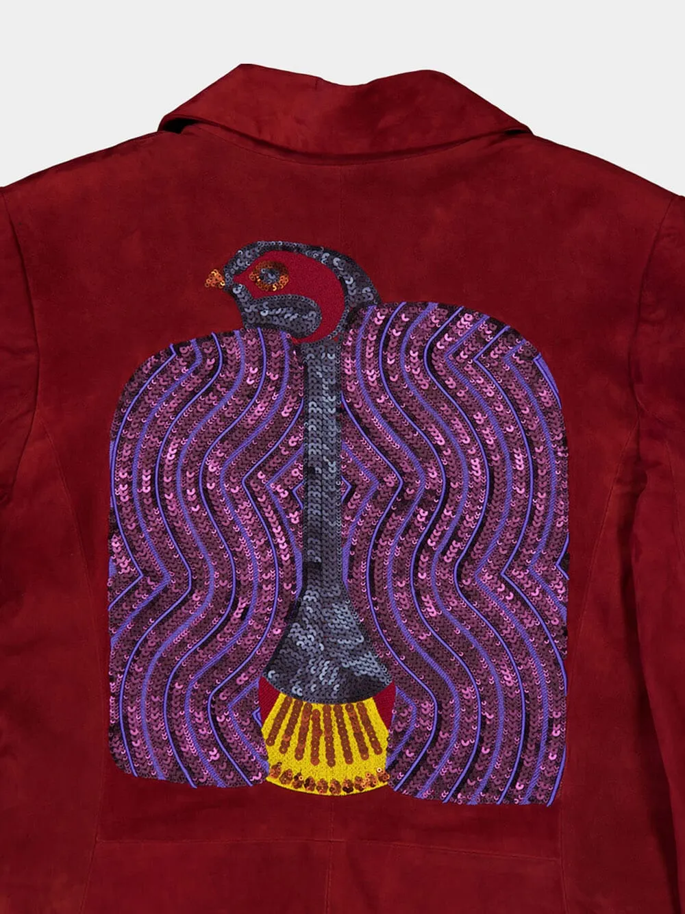 Paula Embroidered Leather Blazer