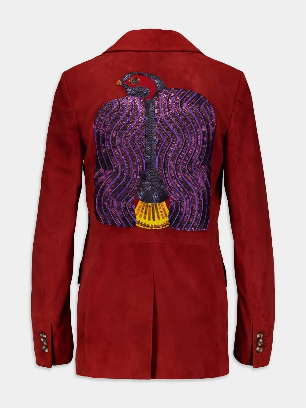 Paula Embroidered Leather Blazer