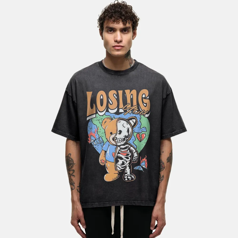Perspective Skeleton Bear Washed T-Shirt