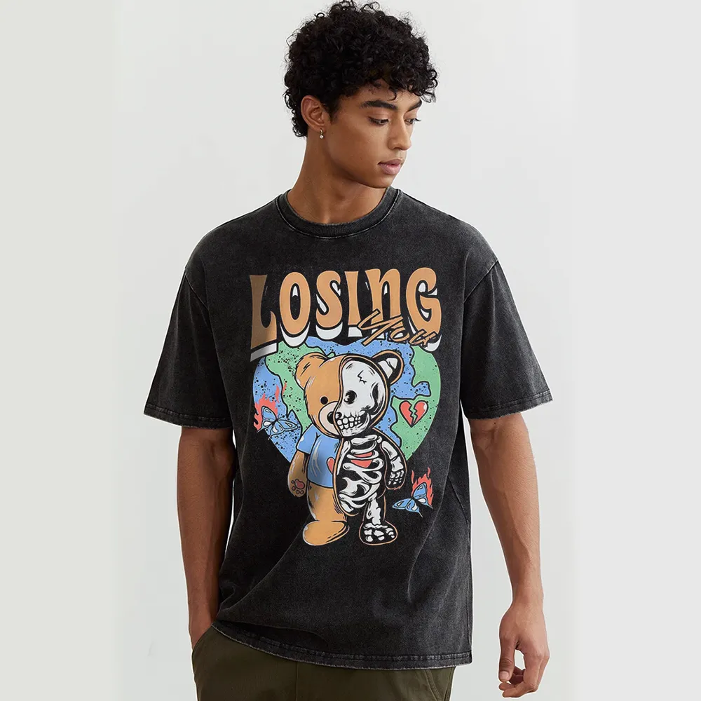 Perspective Skeleton Bear Washed T-Shirt