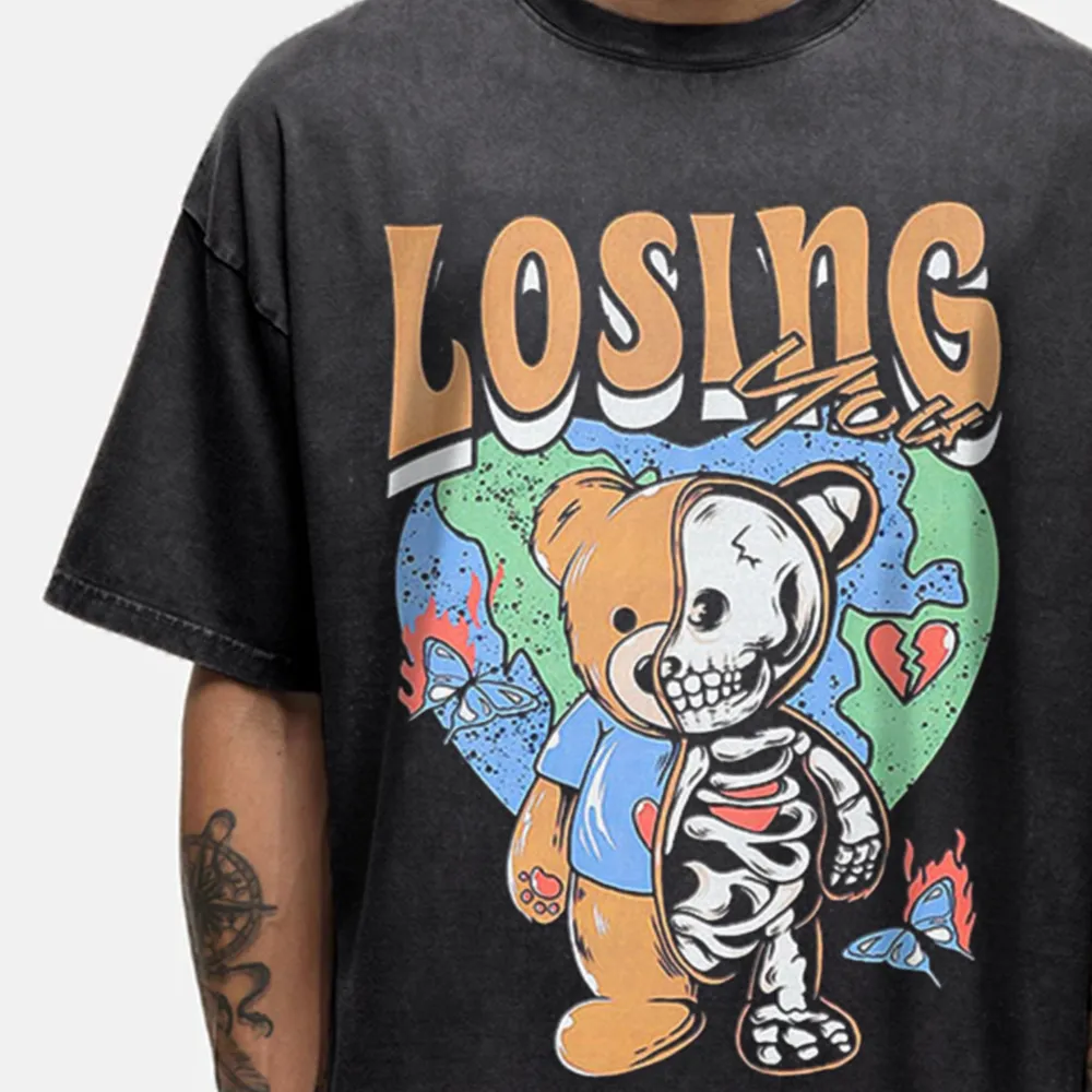 Perspective Skeleton Bear Washed T-Shirt