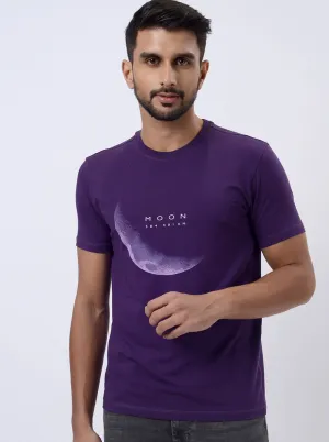 Purple Printed Slim Fit T-Shirt | JadeBlue