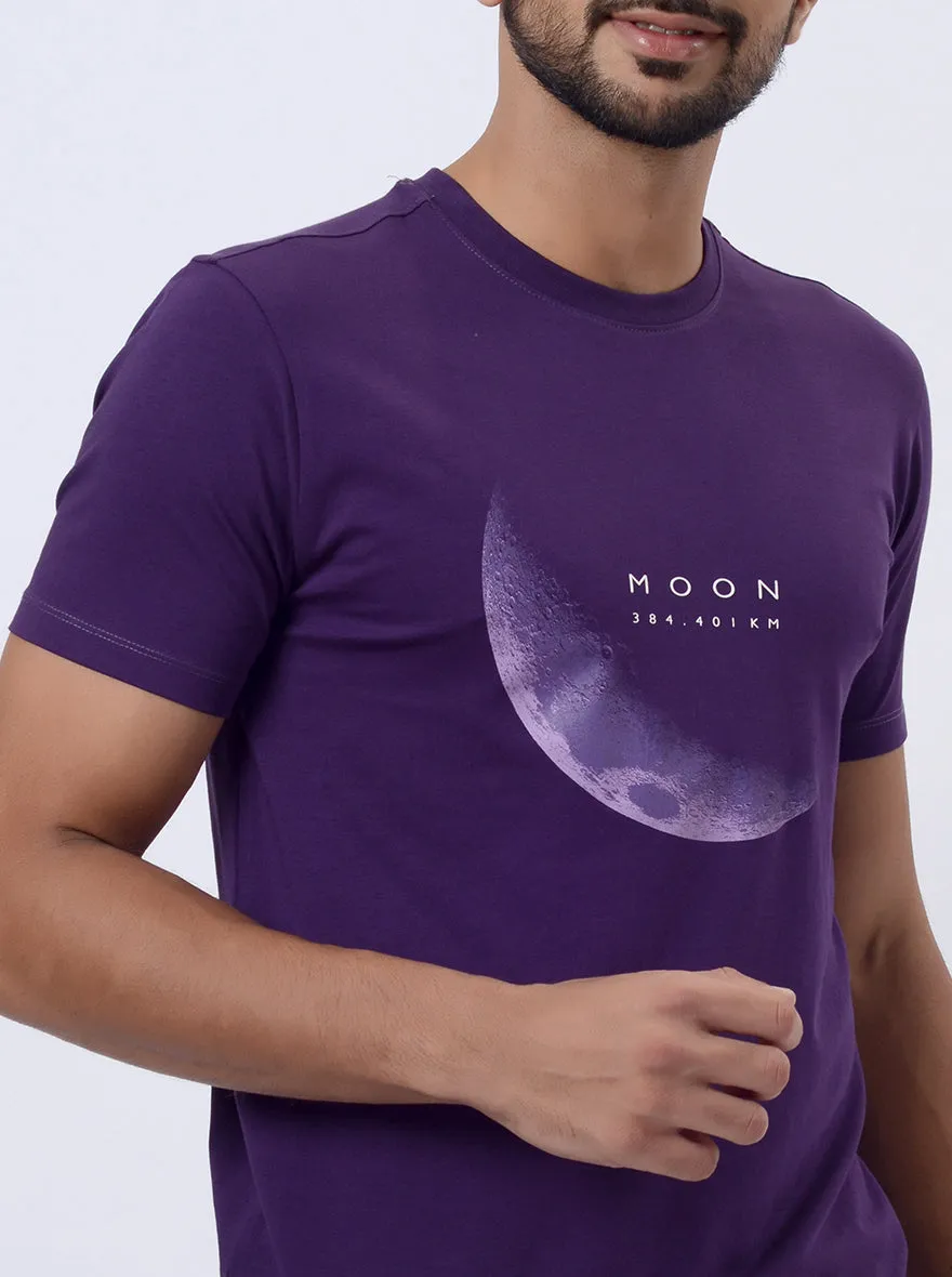 Purple Printed Slim Fit T-Shirt | JadeBlue