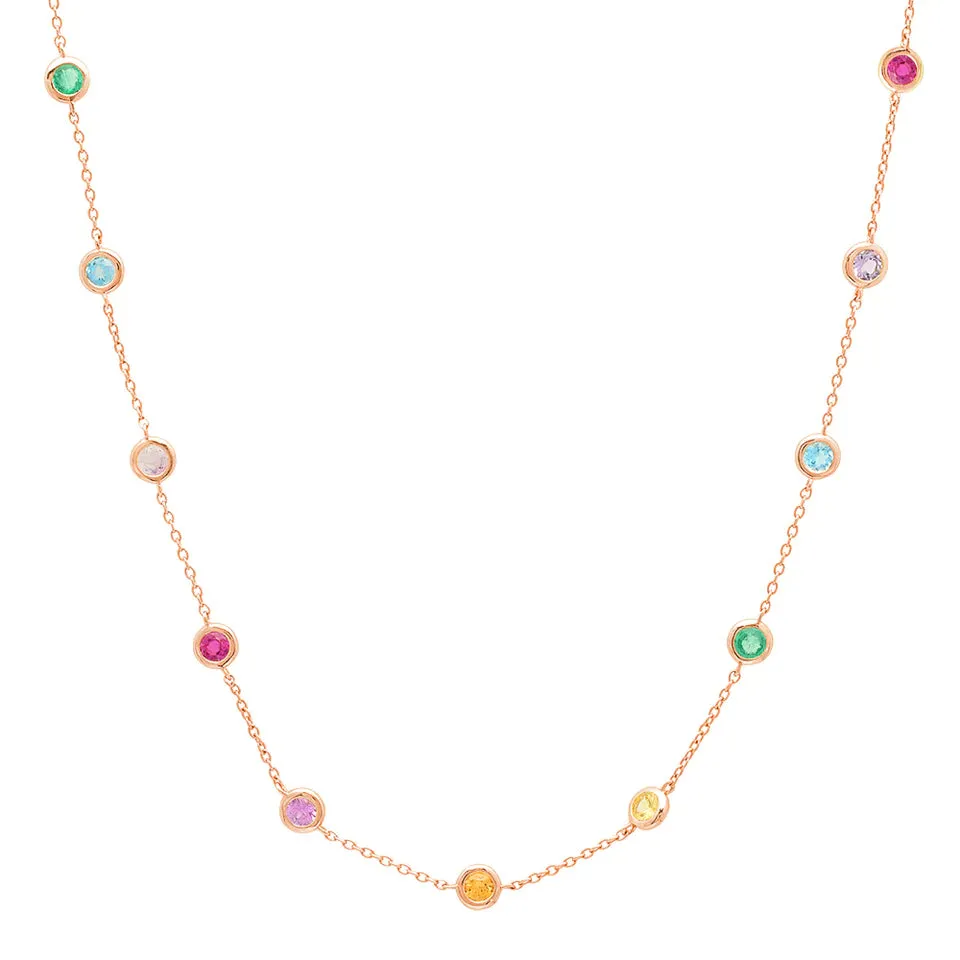 Rainbow Bezel Set Necklace