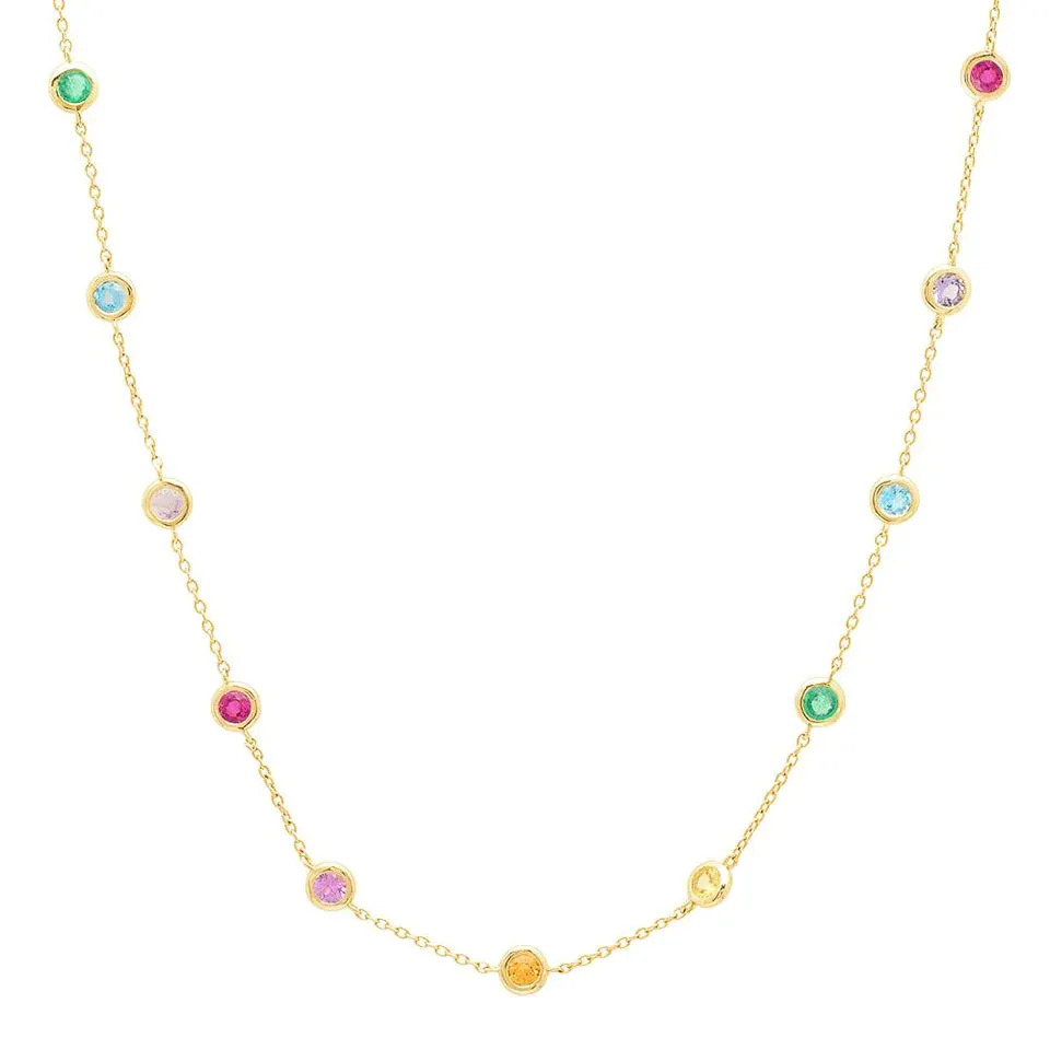 Rainbow Bezel Set Necklace
