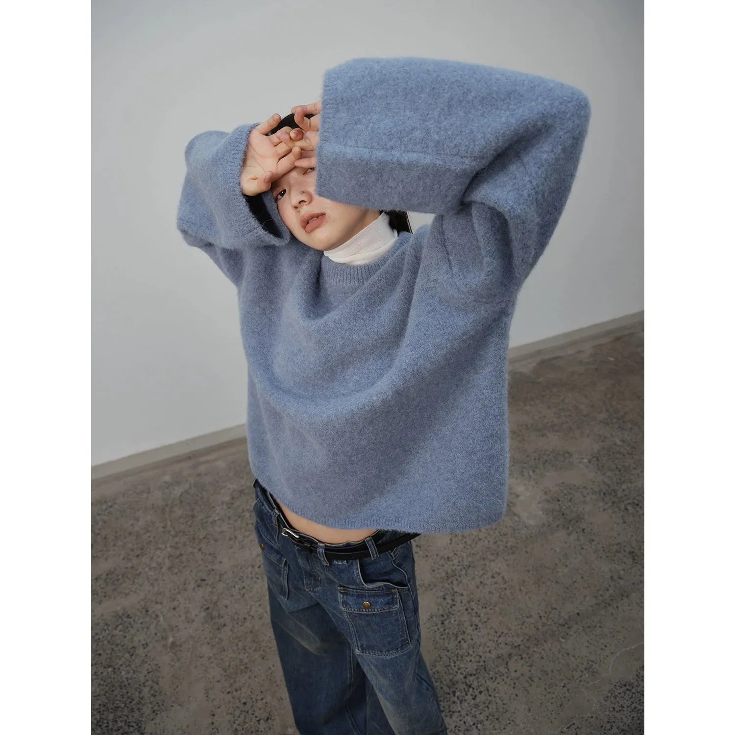 Rainbow Candy Half-High Collar Wool Sweater