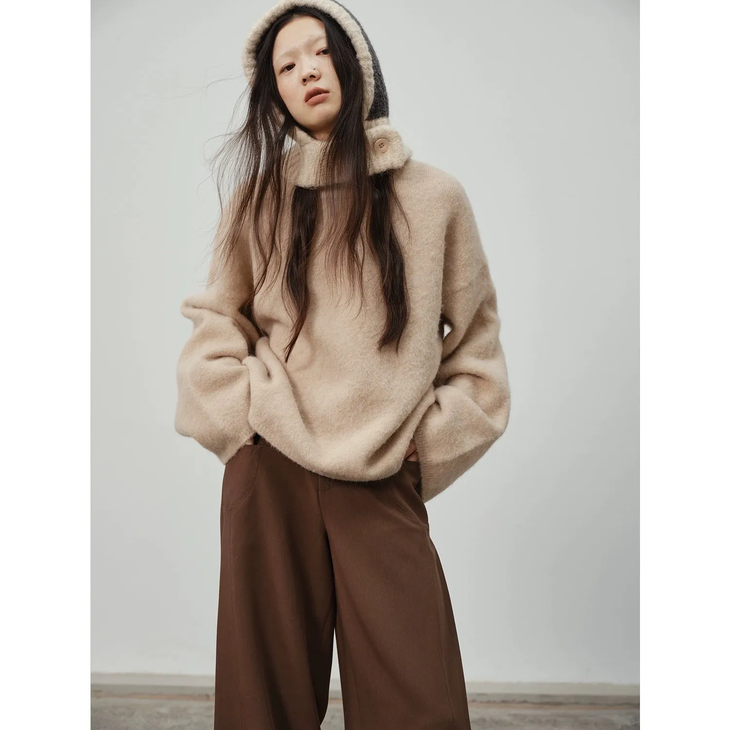 Rainbow Candy Half-High Collar Wool Sweater