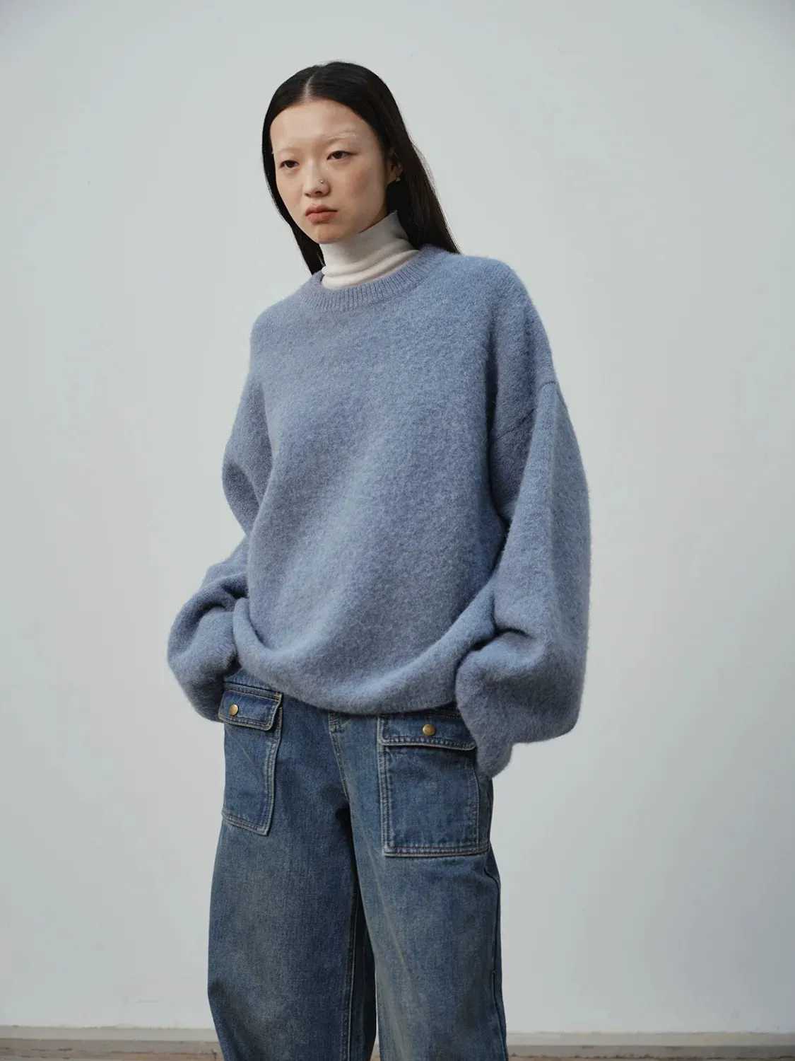 Rainbow Candy Half-High Collar Wool Sweater