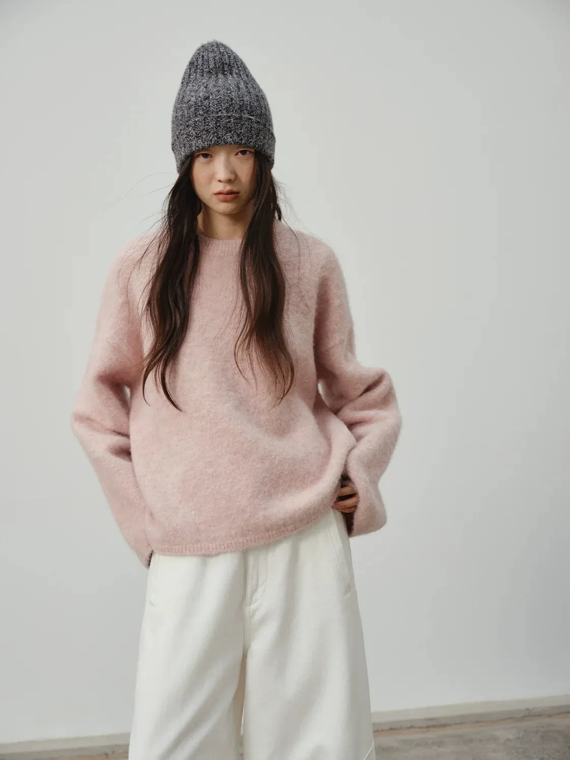 Rainbow Candy Half-High Collar Wool Sweater