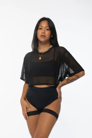 REV ACTIV Mesh Oversized Short T-Shirt - Black