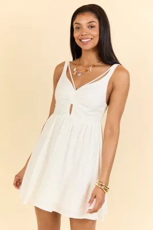 Rings A Bells White V-Neck Mini Dress