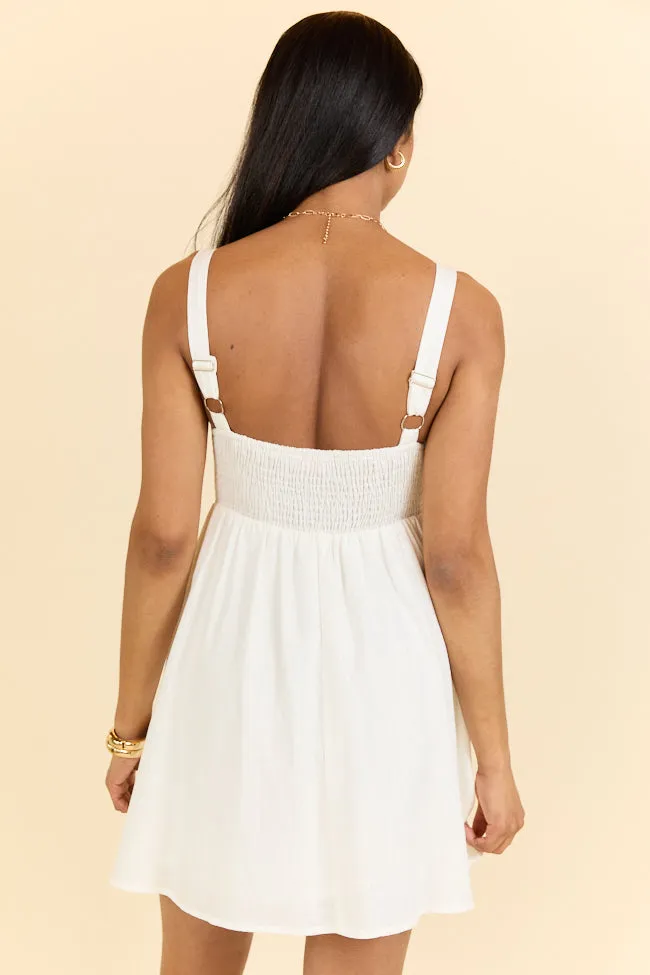 Rings A Bells White V-Neck Mini Dress