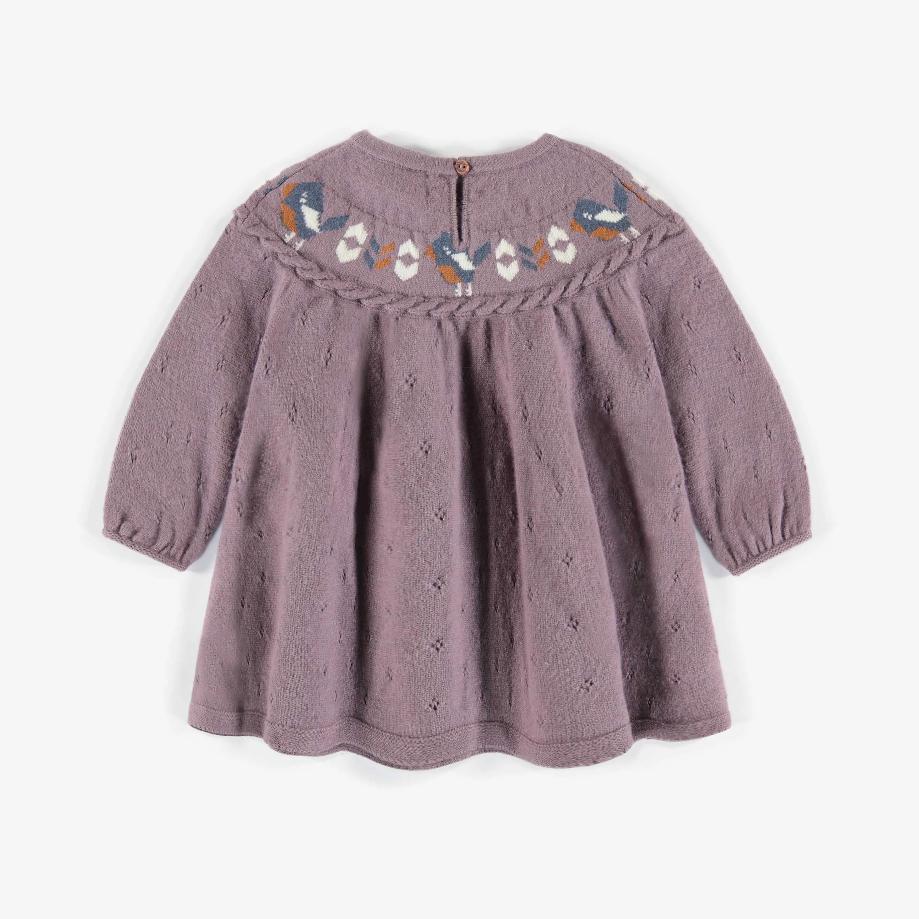 Robe de maille mauve, naissance || Purple knitted dress, newborn