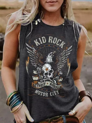 Rock Skeleton Eagle Tank Top