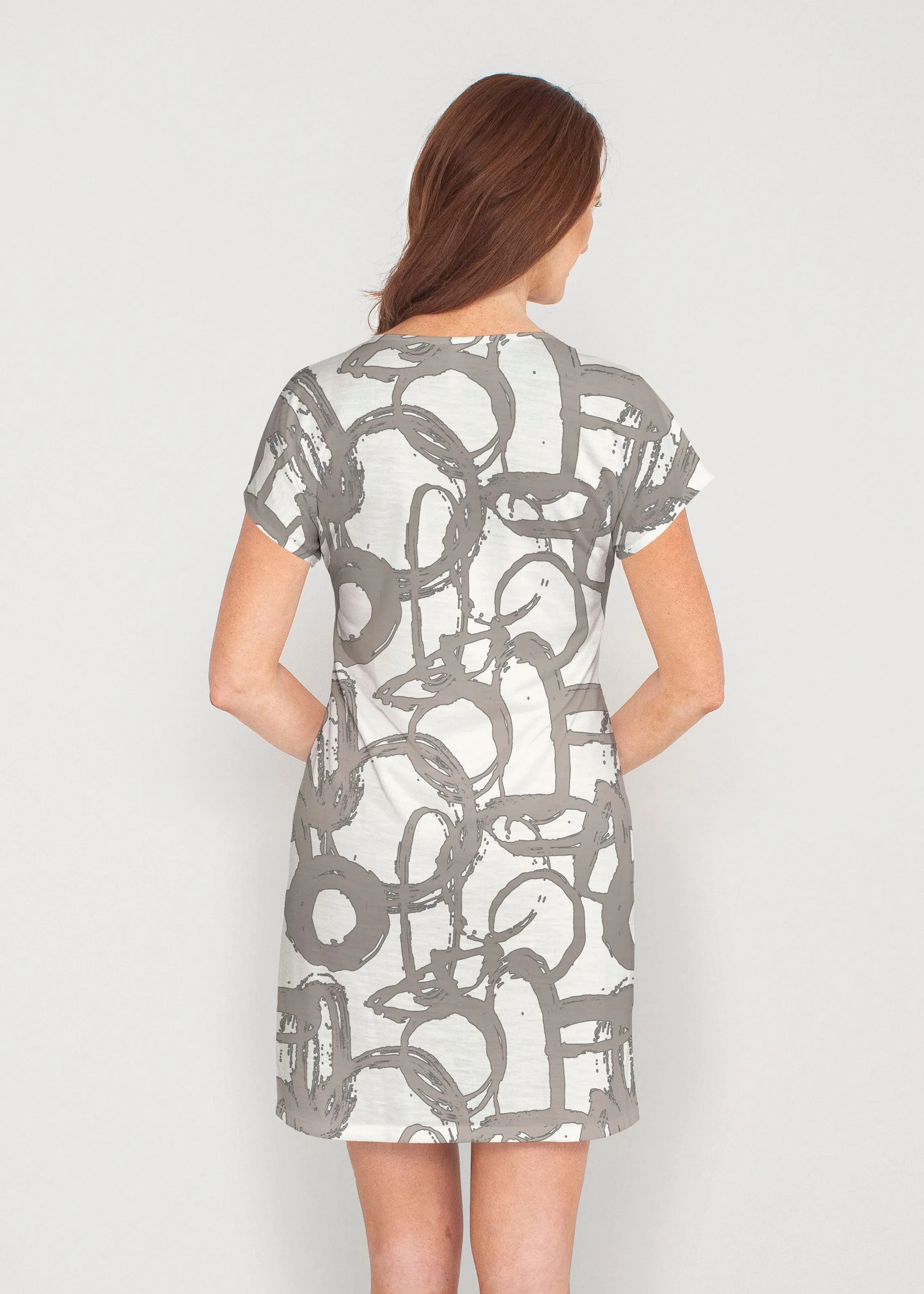 Round About (16261) ~ French Terry Short Sleeve Crew Dress