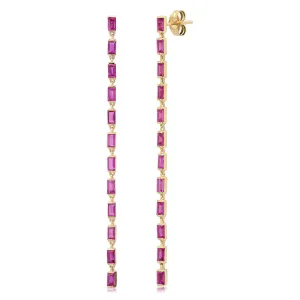 Ruby Baguette Link Earrings