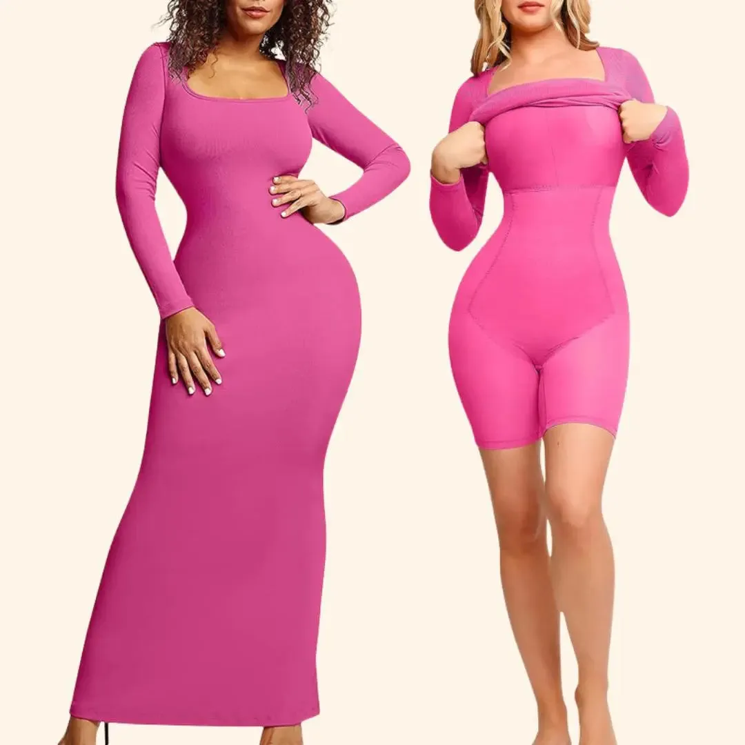 Sabina - Ultra Flattering Design Woman's Long Sleeve Shapewear Jurk