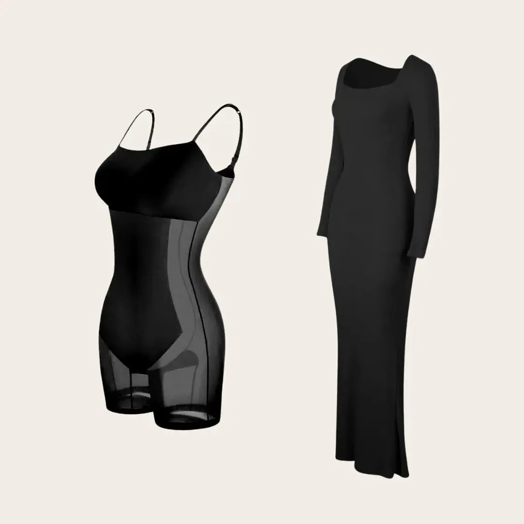 Sabina - Ultra Flattering Design Woman's Long Sleeve Shapewear Jurk