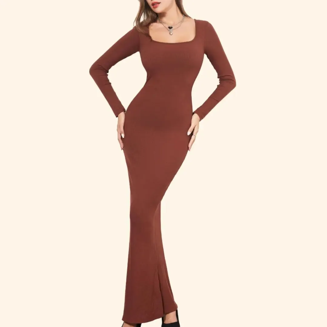 Sabina - Ultra Flattering Design Woman's Long Sleeve Shapewear Jurk
