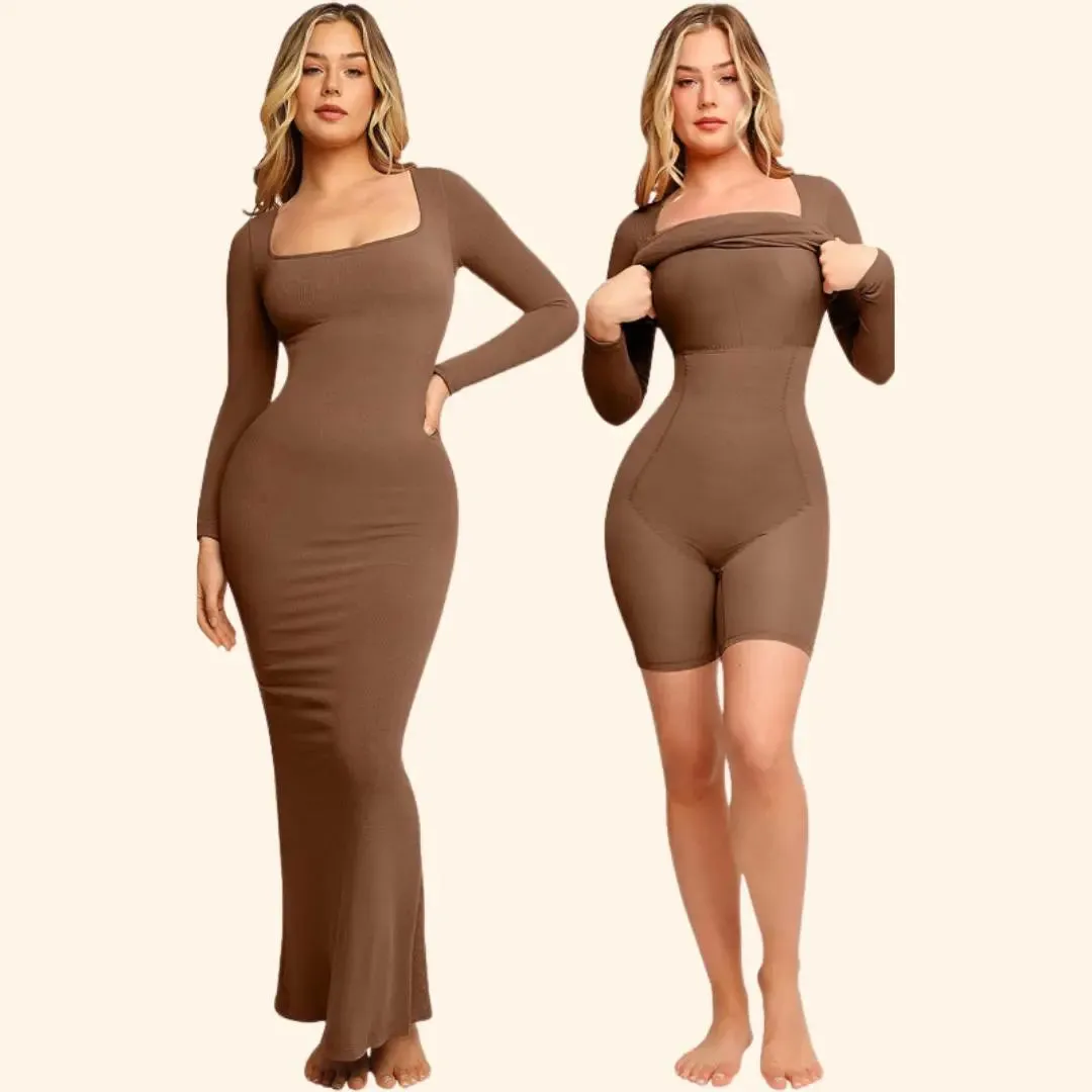 Sabina - Ultra Flattering Design Woman's Long Sleeve Shapewear Jurk