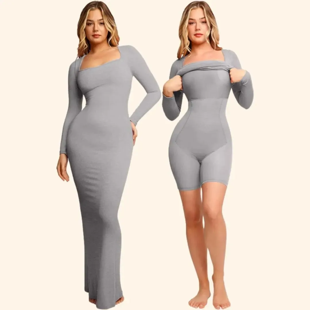 Sabina - Ultra Flattering Design Woman's Long Sleeve Shapewear Jurk