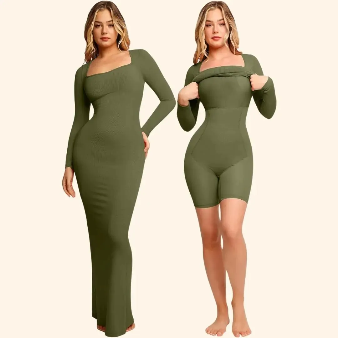 Sabina - Ultra Flattering Design Woman's Long Sleeve Shapewear Jurk