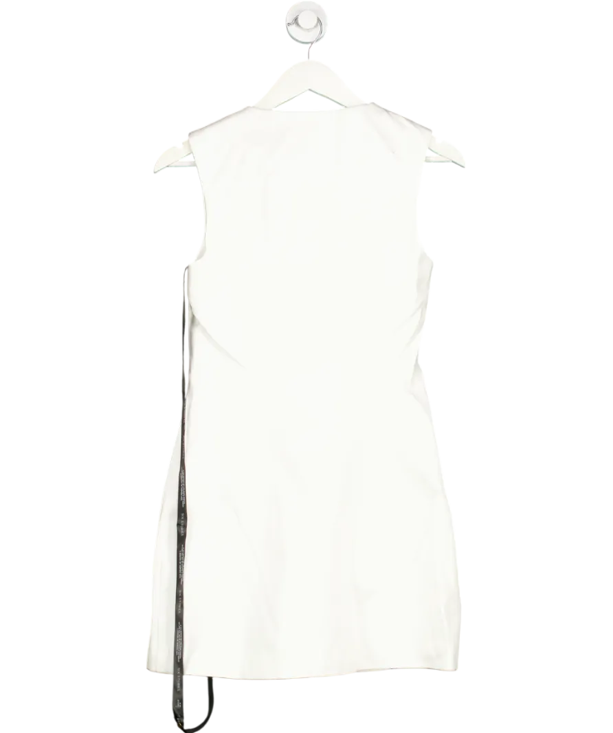 Six Stories White Button Through Satin Tailored Mini Dress UK 8