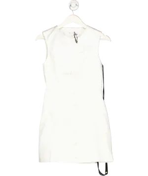 Six Stories White Button Through Satin Tailored Mini Dress UK 8