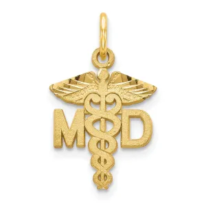 Solid 14k Yellow Gold M.D. Caduceus Pendant