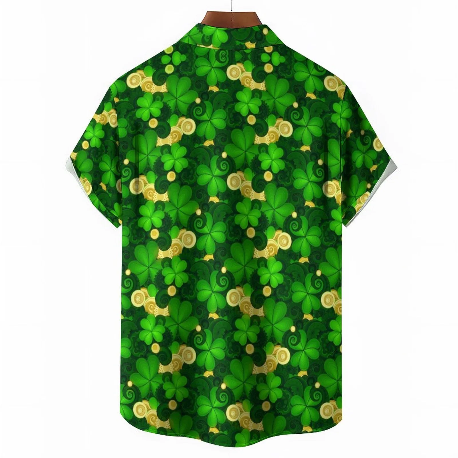 St. Patrick's Beauty Print Button Pocket Short Sleeve Shirt